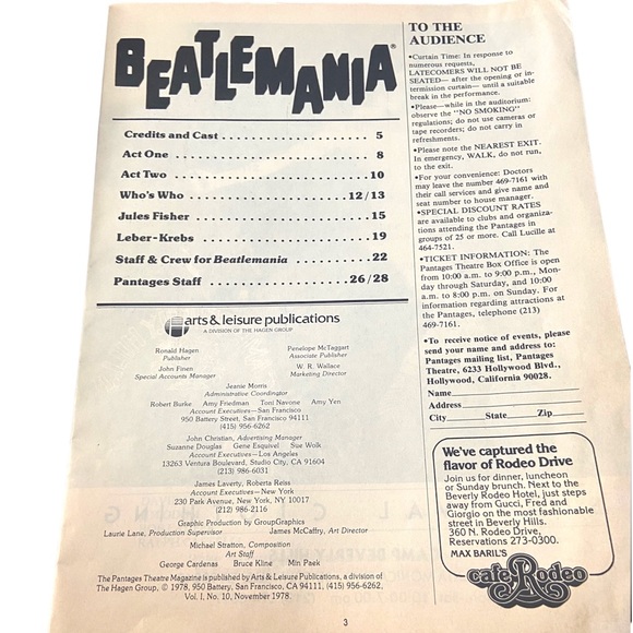 Beatlemania Pantages Theatre 1978 Program - Picture 4 of 5